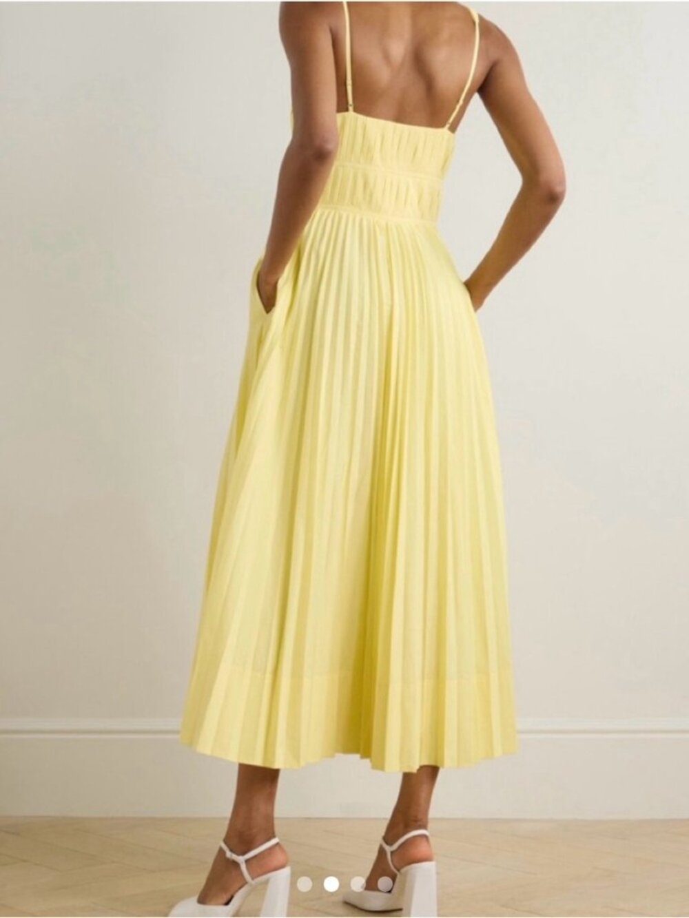 Simkhai Stephanie Pleated Cotton-Blend Midi Dress - Picture 5 of 8